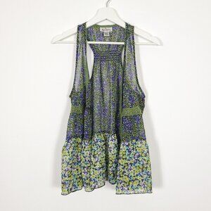 Vintage Y2K Sheer Floral Open Tank Layering Top